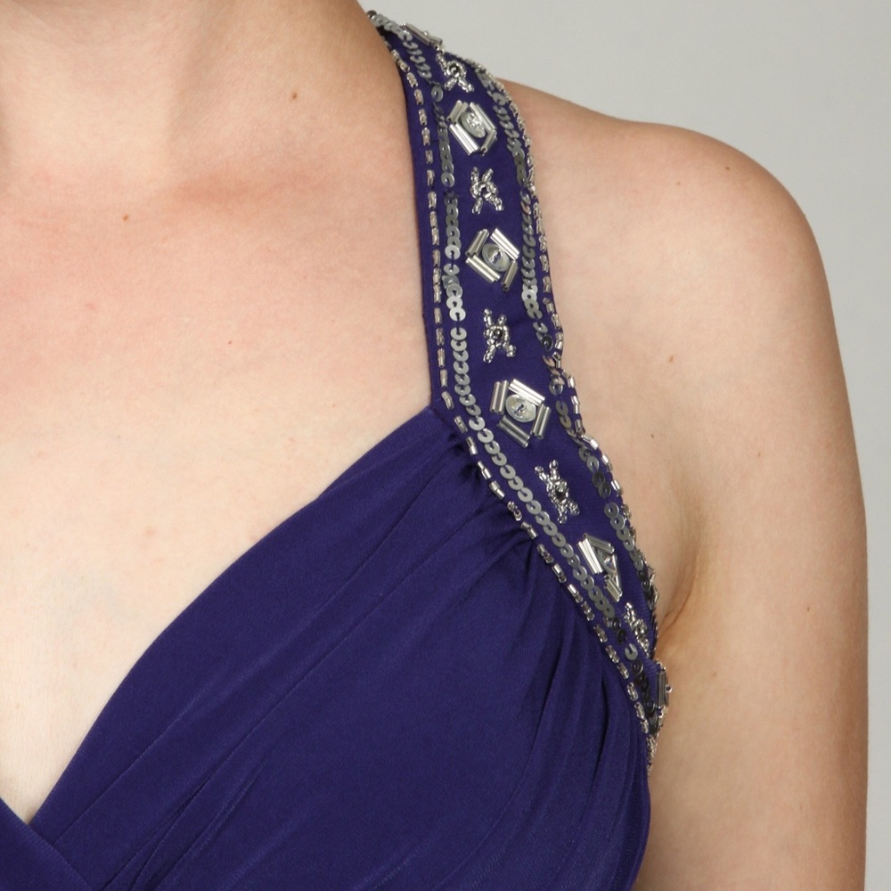 Adrianna Papell Beaded Criss-cross Spray Back 👗 - Picture 3 of 8